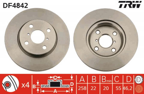 Piese auto - Disc frana fata TRW DF4842