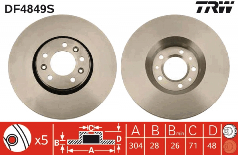 Piese auto - Disc frana fata TRW DF4849S