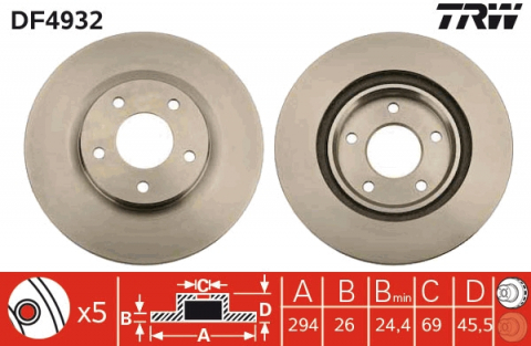 Piese auto - Disc frana fata TRW DF4932