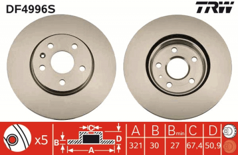 Discuri frana - Disc frana fata TRW DF4996S