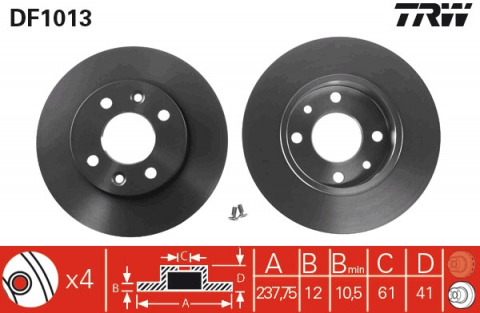 Disc frana neventilat fata 238x12 (14``) log./sand TRW DF1013 [1]