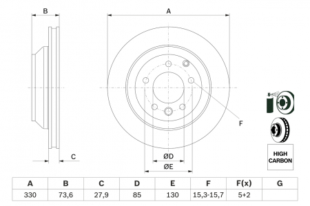 Disc frana spate BOSCH 0986479095 [1]