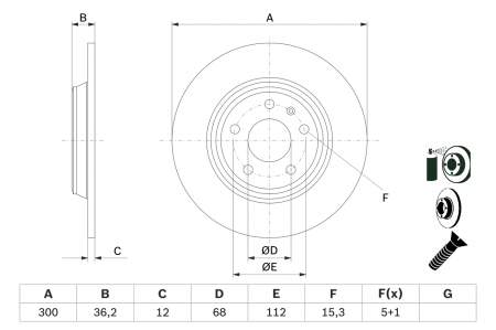 Disc frana spate BOSCH 0986479382 [4]