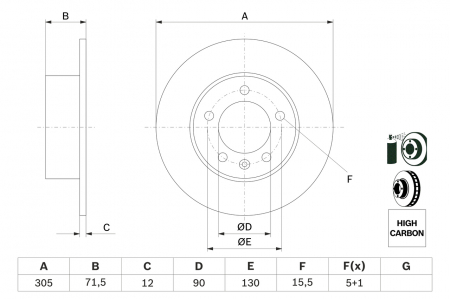 FRANARE - Disc frana spate BOSCH 0986479717