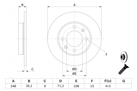 FRANARE - Disc frana spate BOSCH 0986478608