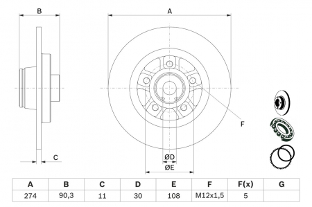 Conex - Disc frana spate BOSCH 0986479015