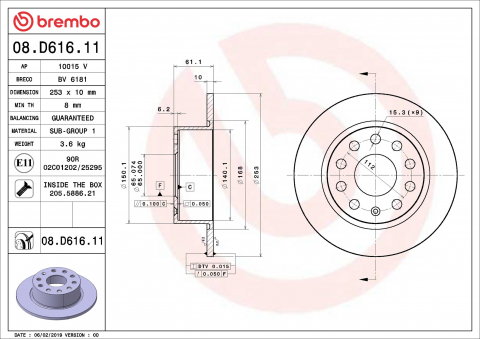 Piese auto - Disc frana BREMBO 08.D616.11