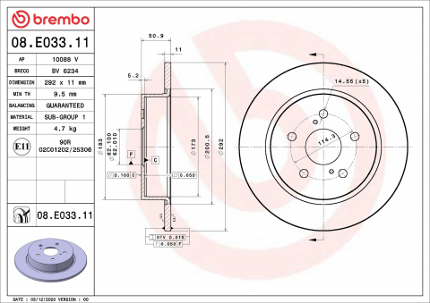 Piese auto - Disc frana BREMBO 08.E033.11