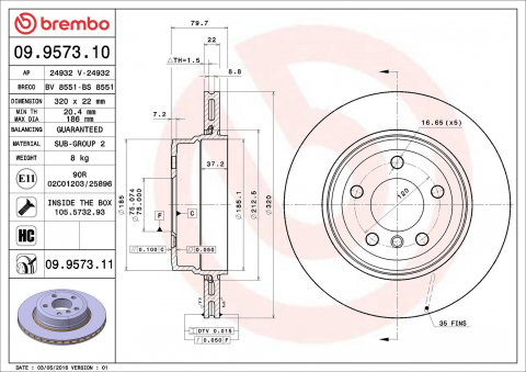 Discuri frana - Disc frana BREMBO 09.9573.11