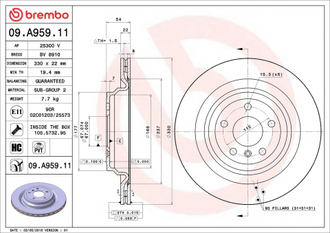 Disc frana BREMBO 09.A959.11 [1]