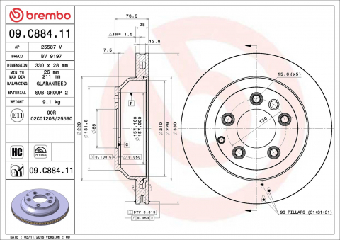 Piese auto - Disc frana BREMBO 09.C884.11