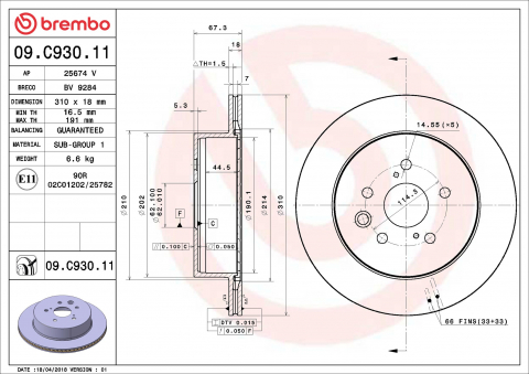 Disc frana BREMBO 09.C930.11 [1]