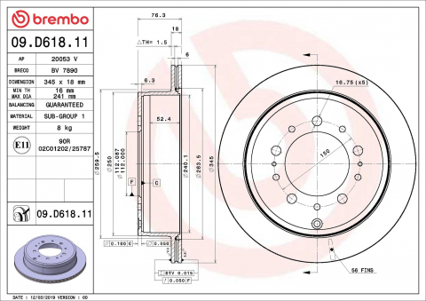 Disc frana BREMBO 09.D618.11 [1]