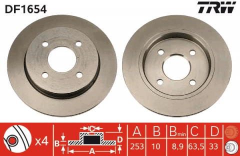 Discuri frana - Disc frana spate TRW DF1654