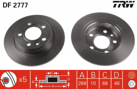 Piese auto - Disc frana spate TRW DF2777