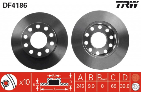 Piese auto - Disc frana spate TRW DF4186