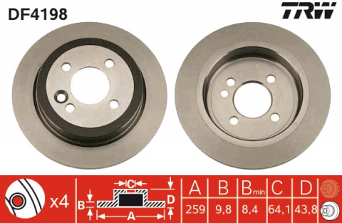 Discuri frana - Disc frana spate TRW DF4198