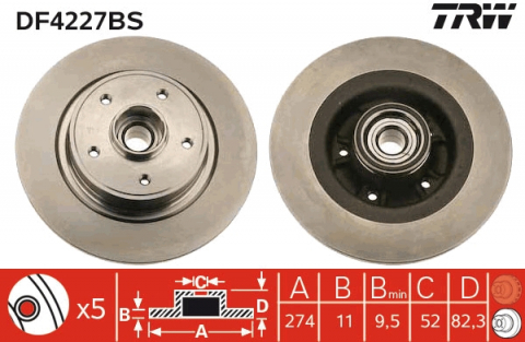 Discuri frana - Disc frana spate TRW DF4227BS