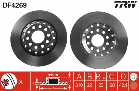 Discuri frana - Disc frana spate TRW DF4269