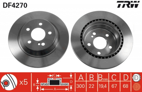 Piese auto - Disc frana spate TRW DF4270