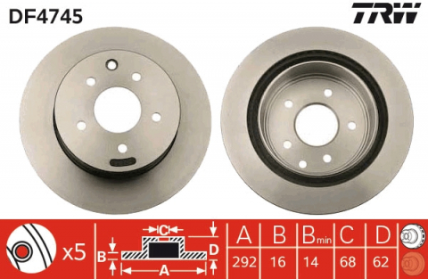 Discuri frana - Disc frana spate TRW DF4745