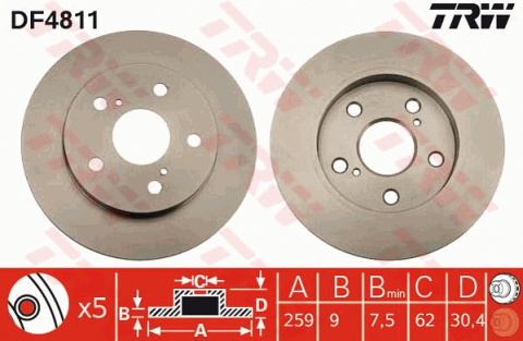 Discuri frana - Disc frana spate TRW DF4811