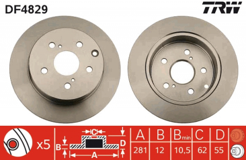 Piese auto - Disc frana spate TRW DF4829