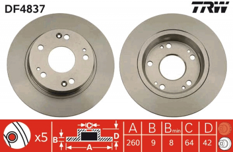 Discuri frana - Disc frana spate TRW DF4837