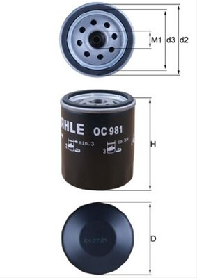 Piese auto - Filtru ulei MAHLE OC981