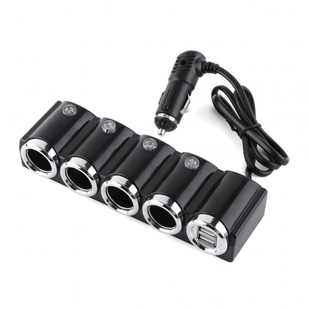 Incarcator Auto Pni Lighter 04 Cu 4 Iesiri Bricheta 12V/24V Si 2 Iesiri Usb (1A), Indicator Led [2]
