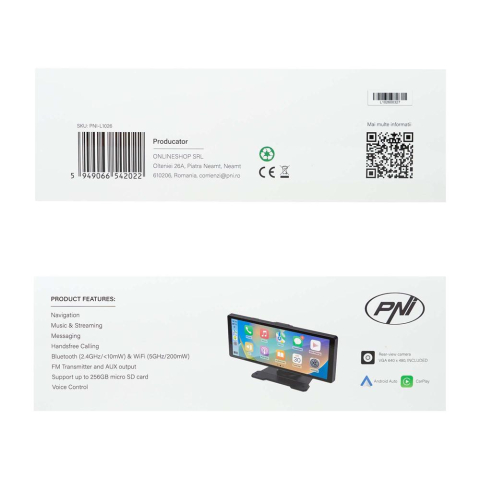 MONITOR AUTO PNI L1026 10.26 INCH, WIRELESS CARPLAY, NAVIGATIE, MUZICA, HANDSFREE, BLUETOOTH, FM TRANSMITTER [2]