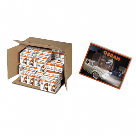 BECURI AUTO - Pachet Becuri Osram Original (26 Buc H7 + 4 Buc H4) + Metalsign Retro