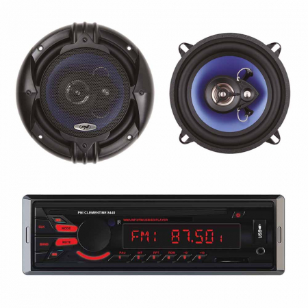 ACCESORII - Pachet Radio Mp3 Player Auto Pni Clementine 8440, 4X45W Usb Sd Aux 12V + Set 2 Difuzoare Auto Coaxiale Pni Hifi500, 100W, 12.7 Cm
