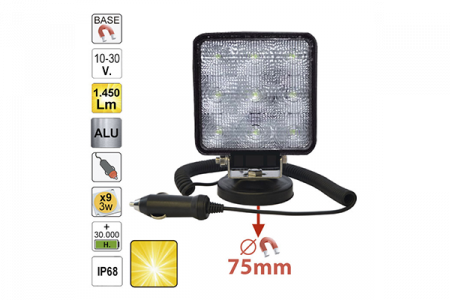 ACCESORII - Proiector De Lucru Cu Led. Patrat. Lumina Difuza. Baza Magnetica Jbm