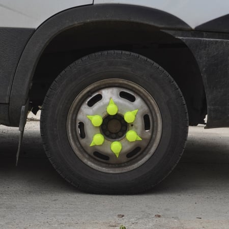 ACCESORII - Set 10 Bucati Capac Plastic Pentru Prezon Roata Cu Indicator 33 Mm Neon Galben 41 Mm