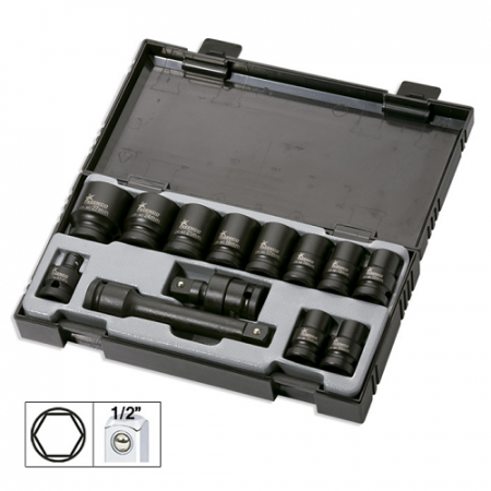 ACCESORII - Set 13 Piese. Tubulare De Impact De 1/2` Hex. + Adaptor Jbm