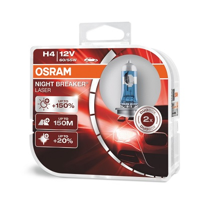 BECURI AUTO - Set 2 Becuri 12V H4 60/55 W Night Breaker Laser Nextgen +150% Osram