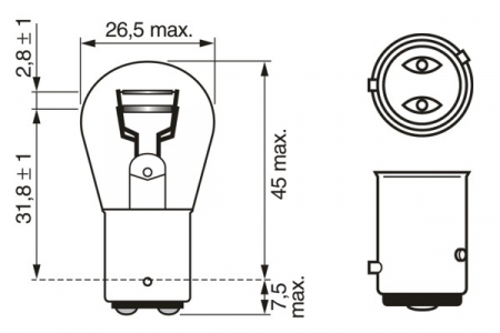 BECURI AUTO - Bec 12V P21/4W 21W / 4W Pure Light Set 10 Buc Bosch