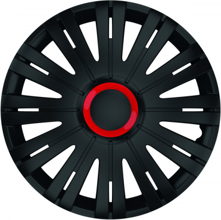 ACCESORII - Set Capace Roti 16` Negre Cu Inel Rosu Active