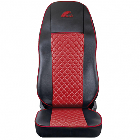 Set Huse Scaun Truck Umbrella Pentru Scania Seria R 2006-2020 Piele Ecologica Neagra+Rosu [1]