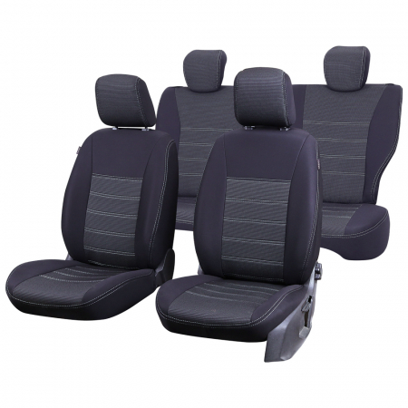 ACCESORII - SET HUSE SCAUN UMBRELLA PENTRU SKODA OCTAVIA II 2004-2009 (BANCHETA FRACTIONATA) TIP 2 CU TETIERE SPATE IN FORMA DE L