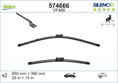 SET LAMELE STERGATOR PARBRIZ 650/380 MM [12]