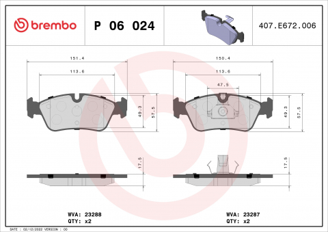 Placute frana - Placute frana BREMBO P06024