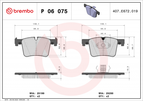 Placute frana - Placute frana BREMBO P06075
