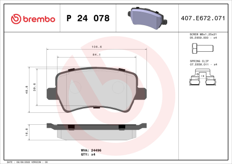 Set placute frana BREMBO P24078 [1]