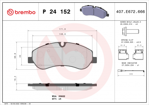 Placute frana - Placute frana BREMBO P24152