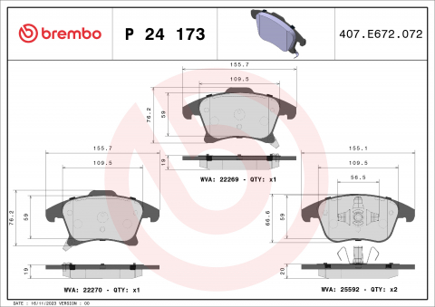 Placute frana - Placute frana BREMBO P24173