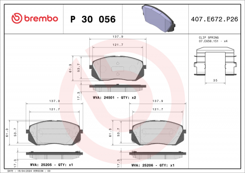 Placute frana - Placute frana BREMBO P30056