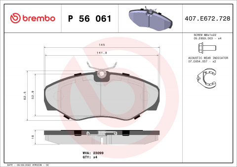 Placute frana - Placute frana BREMBO P56061