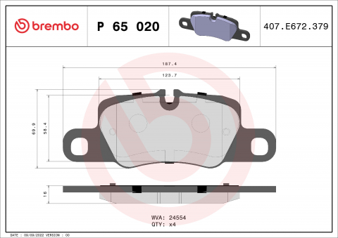 Placute frana - Placute frana BREMBO P65020